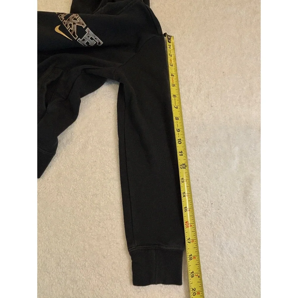 Nike Girls‎ Small Black Leopard Print Logo Fleece Hoodie Pullover Sweatshirt